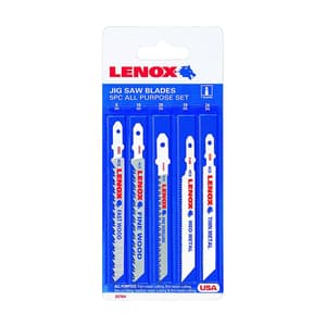 Lenox 100 mm & 92 mm High Carbon Steel T-Shank Multi-Purpose Jigsaw Blade Kit (Pack of 5 Pcs), 20764C543SA