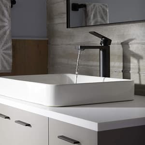 Kohler Parallel Single Control Wall Mount Tall Basin / Lavatory Faucet Without Drain In Matte Black Finish, K-23475T-4-BL