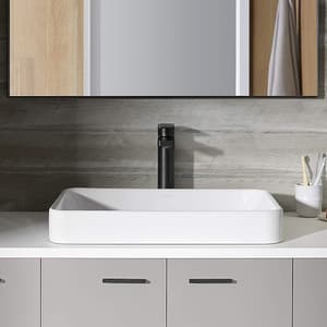 Kohler Parallel Single Control Wall Mount Tall Basin / Lavatory Faucet Without Drain In Matte Black Finish, K-23475T-4-BL