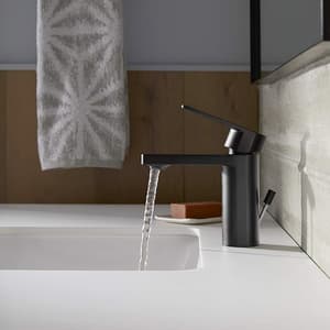 Kohler Parallel Single Control Wall Mount Basin / Lavatory Faucet Without Drain In Matte Black Finish, K-23472T-4-BL