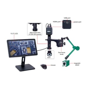 Insize 20 - 123X Flexible Arm Auto Focus Digital Microscope with Magnetic Stand, 5317-AF109