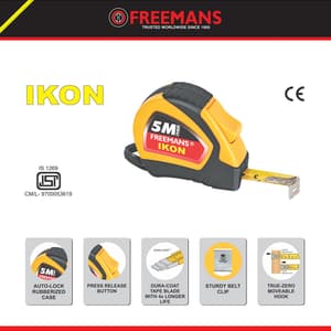Freemans 5Mtr x 25mm Ikon Steel Tape With Belt Clip, IK525