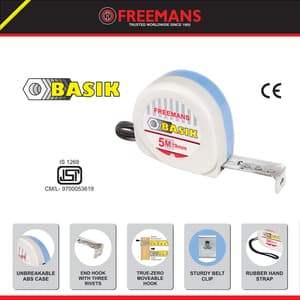Freemans 3Mtr x 16mm Basik Steel Tape With Belt Clip, BKC316