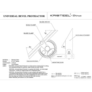 Kristeel 150 mm & 300 mm Blade Universal Bevel Protractor, UBP