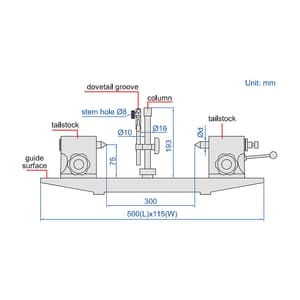 Insize 300 mm Basic Type Bench Center, 4742-300