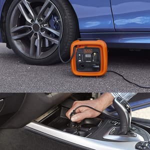 Black+Decker 12V / 160 PSI Multipurpose Tyre Inflator with Digital Guage Autocut Off System & 2 Operating Modes, ASI400-XJ