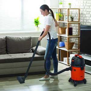 Black+Decker 20-Litre, 1200 Watt, 16 KPa High Suction Wet & Dry Vacuum Cleaner & Blower with HEPA Filter & Reusable Dustbag (Red/Grey), WDBD20