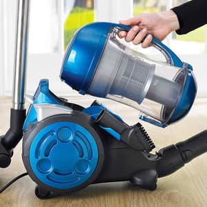 Black+Decker 2000-Watt, 21 Kpa High Suction, 1.8L dustbowl Bagless Cyclonic Vacuum Cleaner with 6 stage Filteration & HEPA Filter (Blue), VM2825-B5