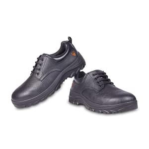 Tagra Low Ankle Single Density Buff Barton Leather Safety Shoes - Steel Toe (Black), Boost Lo B