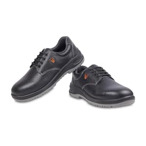 Tagra Low Ankle Double Density Buff Barton Leather Safety Shoes - Steel Toe (Black), Molten Lo B