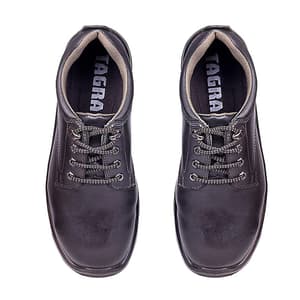 Tagra Low Ankle Double Density Grain Haircell Leather Safety Shoes - Steel Toe (Black), Engine Lo H