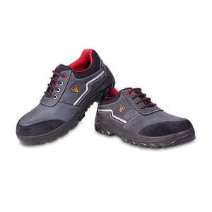 Tagra Low Ankle PU Nitrile Rubber Suede Leather Safety Shoes - Steel Toe (Black & Grey), Supreme Lo