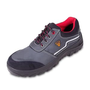 Tagra Low Ankle PU Nitrile Rubber Suede Leather Safety Shoes - Steel Toe (Black & Grey), Supreme Lo