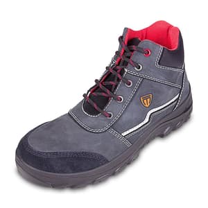 Tagra Mid Ankle PU Nitrile Rubber Suede Leather Safety Shoes - Steel Toe (Black & Grey), Supreme Mid