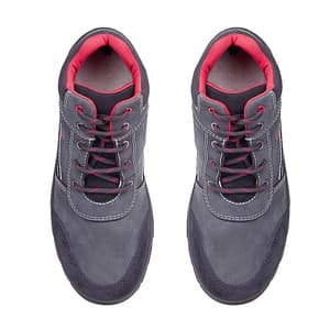 Tagra Mid Ankle PU Nitrile Rubber Suede Leather Safety Shoes - Steel Toe (Black & Grey), Supreme Mid