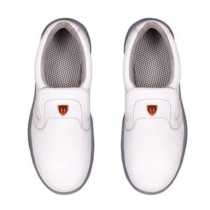 Tagra Low Ankle Double Density Micro Fiber Leather Safety Shoes - Steel Toe (White), Comfort Lo