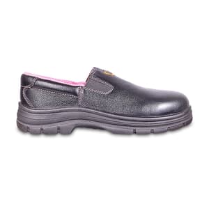 Tagra Low Ankle Double Density Buff Barton Leather Safety Shoes - Steel Toe (Black), Care Lo