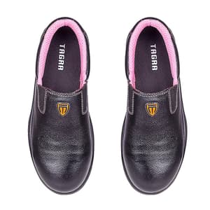 Tagra Low Ankle Double Density Buff Barton Leather Safety Shoes - Steel Toe (Black), Care Lo