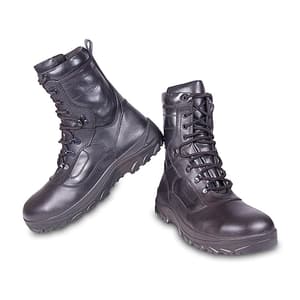 Tagra High Ankle PU Nitrile Rubber Leather Safety Shoes - Composite Toe (Black), Valour Hi
