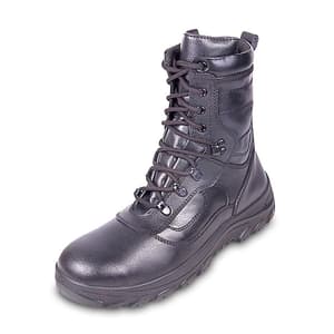 Tagra High Ankle PU Nitrile Rubber Leather Safety Shoes - Composite Toe (Black), Valour Hi