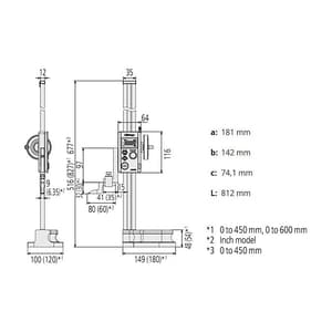 Mitutoyo 600 mm / 24 inch Absolute Digimatic Height Gauge With Slider Feed Wheel, 570-414