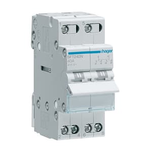 Hager Novello+ 63 Amp 2 Way Centre Off Changeover Switch (2 Pole), SF263