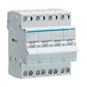 Hager Novello+ 40 Amp 2 Way Centre Off Changeover Switch (4 Pole), SFT440N