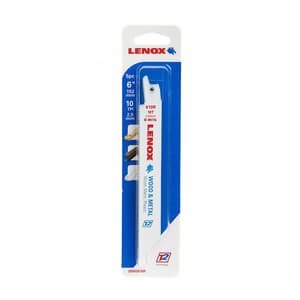 Lenox 152 mm / 6 Inch General Purpose Bi-Metal Reciprocating Saw Blades (10 TPI) (Pack of 5 Pcs), 20562610R