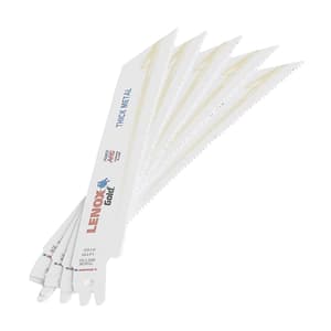 Lenox 152 mm / 6 Inch Gold Power Arc Curved Metal Reciprocating Saw Blades (14 TPI) (Pack of 5 Pcs), 21067614GR
