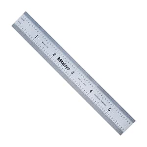 Mitutoyo 150 mm / 6 inch Wide Rigid Steel Ruler (1/50 & 1/100 inch Graduations), 182-106
