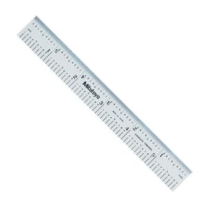 Mitutoyo 150 mm / 6 inch Wide Rigid Steel Ruler (1/10 & 1/50 inch Graduations), 182-108