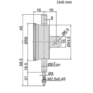 Insize 0 - 10 mm Shockproof Dial Indicator Lug Back, 2314-10A