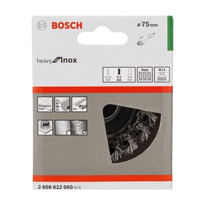 Bosch 75 mm Dia. Wire Cup For Angle Grinders Knotted Wire (Stainless), 2 608 622 060