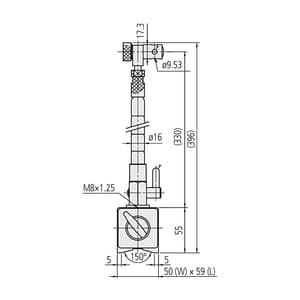 Mitutoyo 60 Kgf Magnetic Stand With Flexible Arm, 7012-10