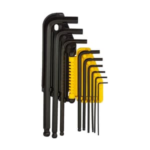 Stanley 9 Pcs Metric Hex Key Set, L / Arm Ball, 69-256