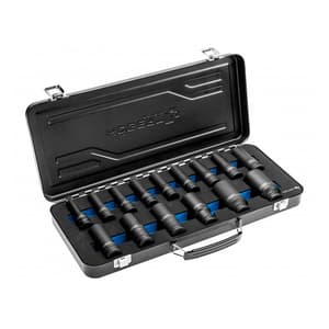 Hogert 15 Pcs 1/2 inch Sq. Drive Long Impact Socket Set, HT4R049