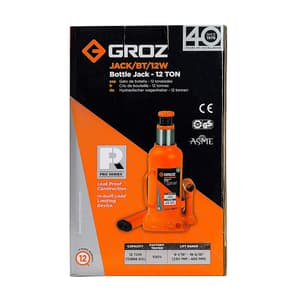 Groz 12 Ton Capacity Hydraulic Bottle Jack With Load Limiting Device, JACK/BT/12W