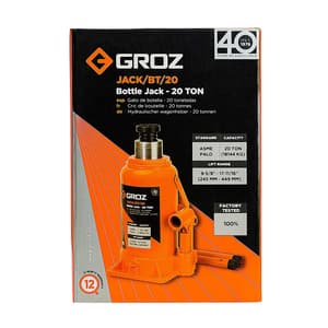 Groz 20 Ton Capacity Hydraulic Bottle Jack With Load Limiting Device, JACK/BT/20W