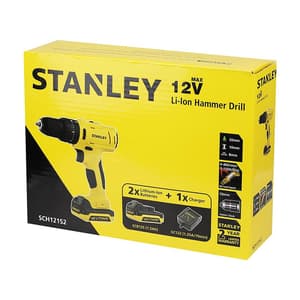 Stanley 12V / 1.5 Ah / 10 mm Cordless Hammer Drill Driver With 2 Batteries & Charger, SCH121S2-B1