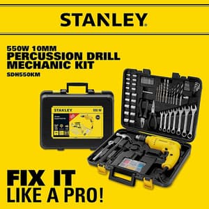 Stanley 10 mm / 550W DIY Drill Machine With 120 Pcs Mechanical Toolkit For Home & Professional Use, SDH550KM-IN