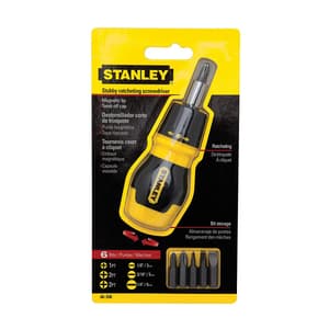 Stanley 6 Pcs Stubby Multi - Bit Ratcheting Screwdriver Set, 0-66-358