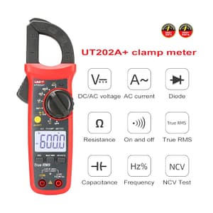 UNI-T 6000 Count / 600A AC TRMS Digital Clamp Meter, UT202A+