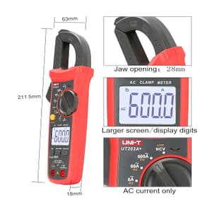 UNI-T 6000 Count / 600A AC TRMS Digital Clamp Meter, UT202A+
