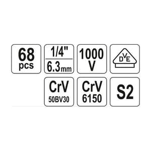 Yato 68 Pcs 1/4 Inch Sq. Drive Electrician Tool Set, YT-39009
