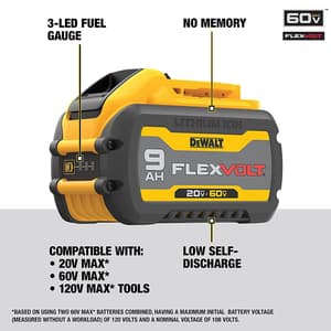 Dewalt 18V/54V / 9.0 Ah Li-ion Battery Pack (FLEXVOLT), DCB609-B1