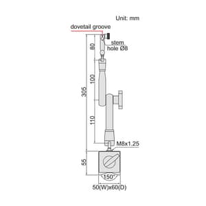Insize 80 Kgf Large Locking Force Magnetic Stand, 6219-80