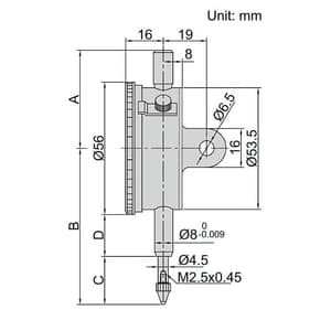 Insize 0 - 1 mm Precision Dial Indicator Lug Back, 2313-1A