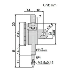 Insize 0 - 3 mm Compact Dial Indicator with Lug Back, 2311-3