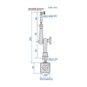 Insize 80 Kgf Large Locking Force Magnetic Stand, 6222-80