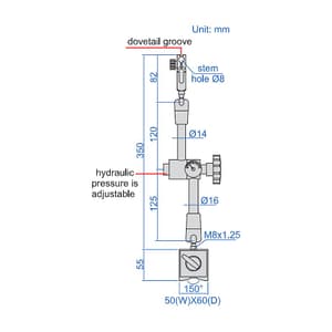 Insize 80 Kgf Hydraulic Universal Magnetic Stand with Hydraulic Indicator, 6232-80